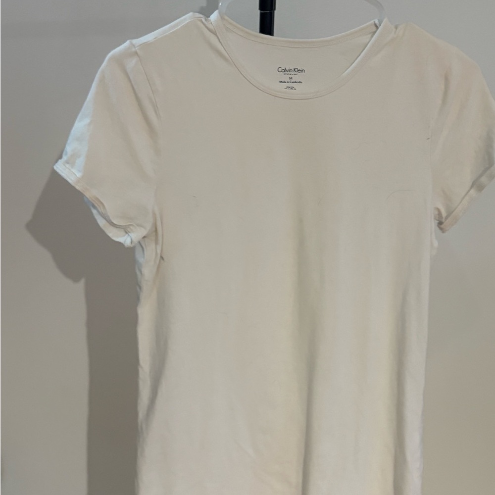 Calvin Klein Women's Cream Short Sleeve Tee